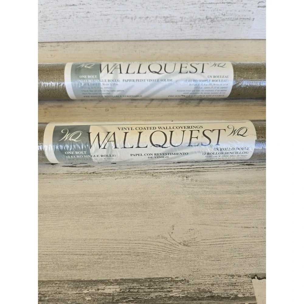 Wallquest Vinyl Coated Wallpaper‎ 2 Double Rolls Taupe OA91204 Natural Oasis